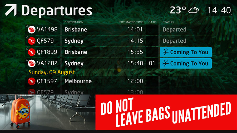 Tiled departures display
